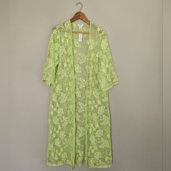 Maeve Dresses & Skirts - Maeve Lime Green Lace Duster Kimono